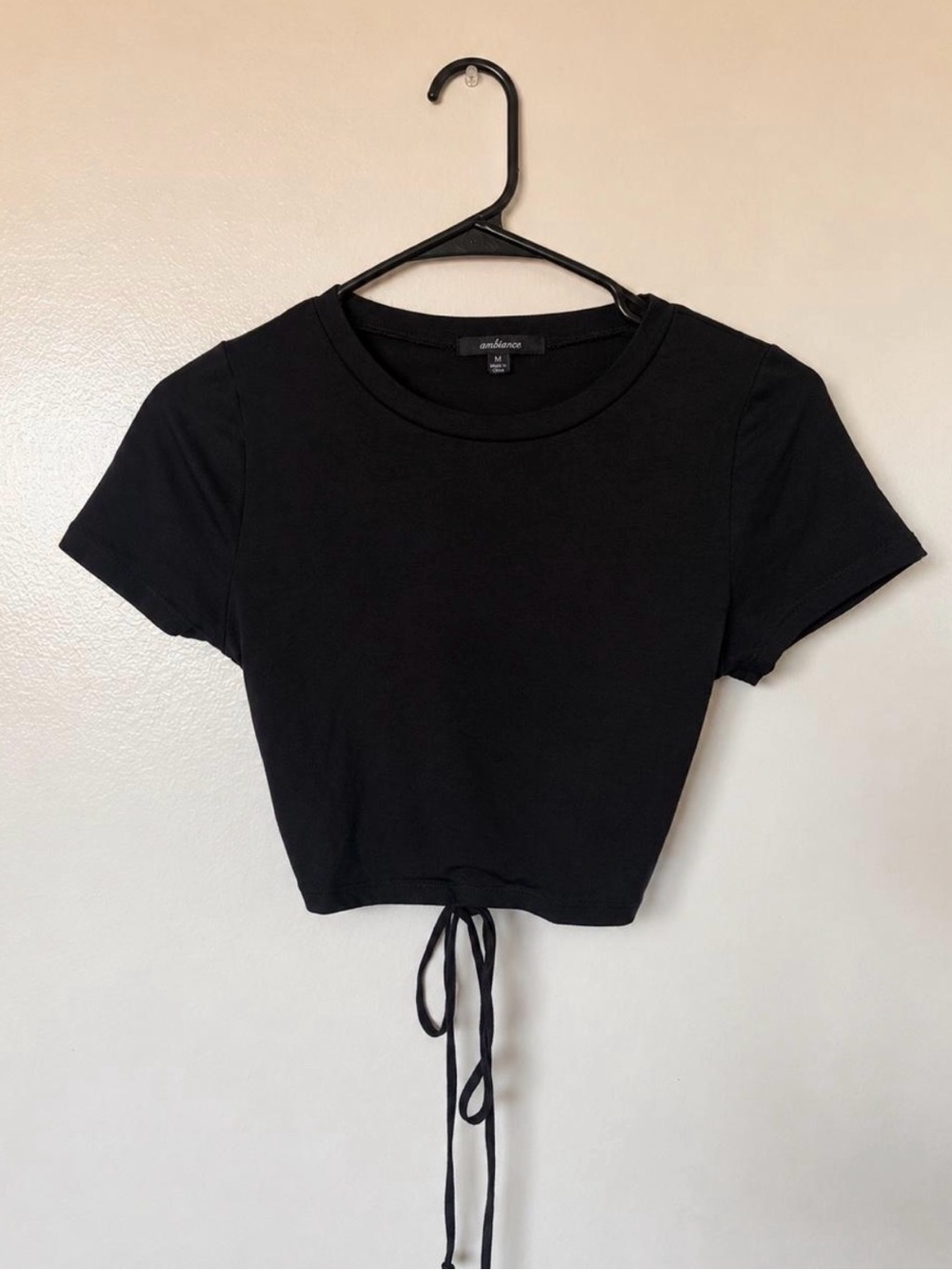 Fashion Nova Black Drawstring Crop Tee